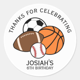 Autocollants d'anniversaire Ballons de Sport Footb