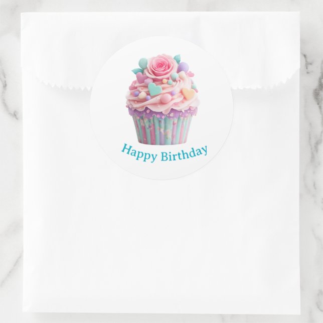 Autocollants d'anniversaire Cupcake (Sac)