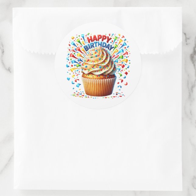 Autocollants d'anniversaire Cupcake (Sac)