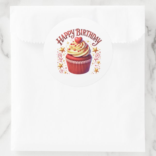 Autocollants d'anniversaire Cupcake (Sac)