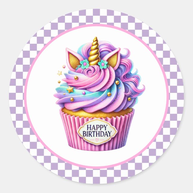 Autocollants d'anniversaire Cupcake (Devant)