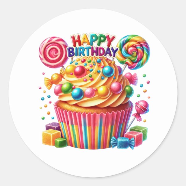 Autocollants d'anniversaire Cupcake (Devant)