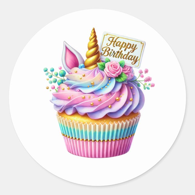 Autocollants d'anniversaire Cupcake (Devant)