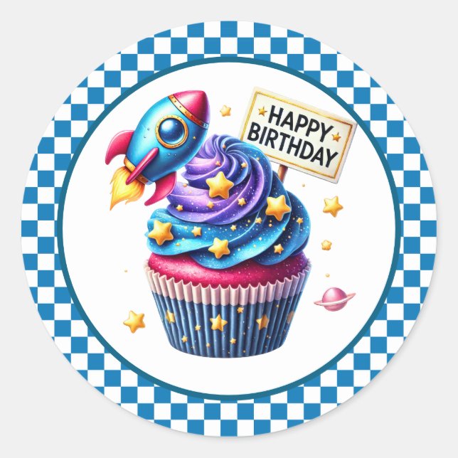 Autocollants d'anniversaire Cupcake (Devant)