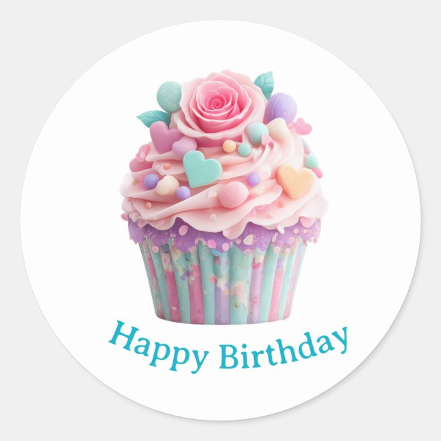 Autocollants d'anniversaire Cupcake (Devant)