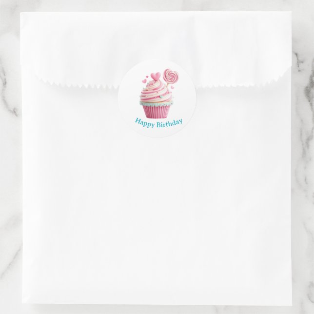 Autocollants d'anniversaire Cupcake (Sac)