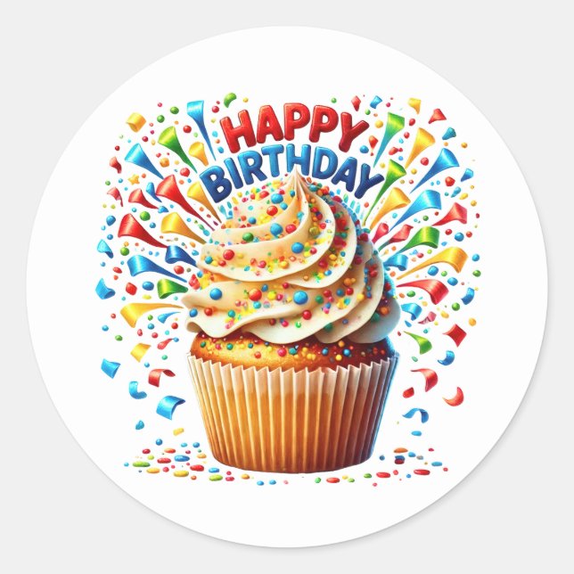 Autocollants d'anniversaire Cupcake (Devant)