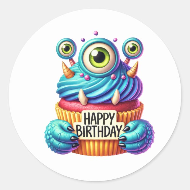 Autocollants d'anniversaire Cupcake (Devant)