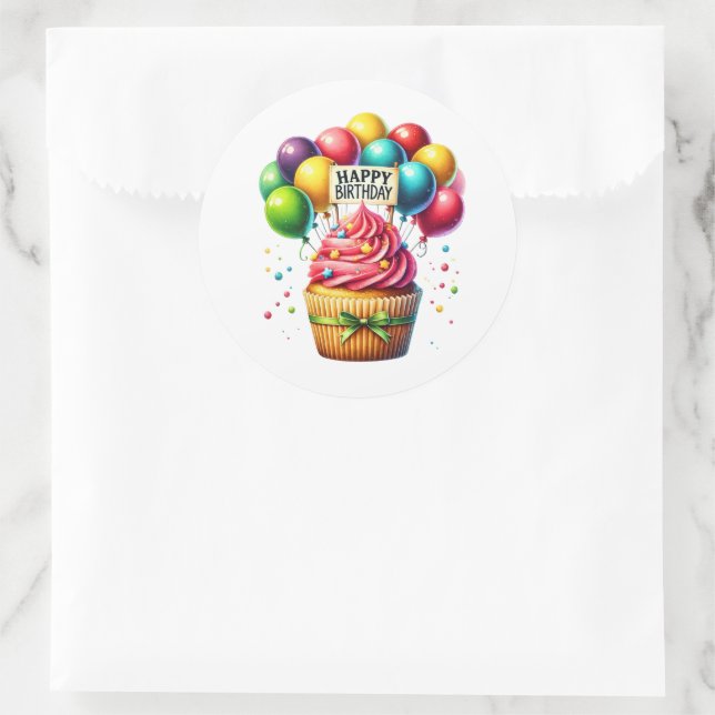 Autocollants d'anniversaire Cupcake (Sac)