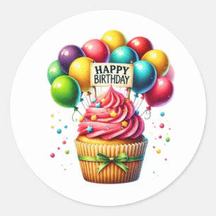 Autocollants d'anniversaire Cupcake