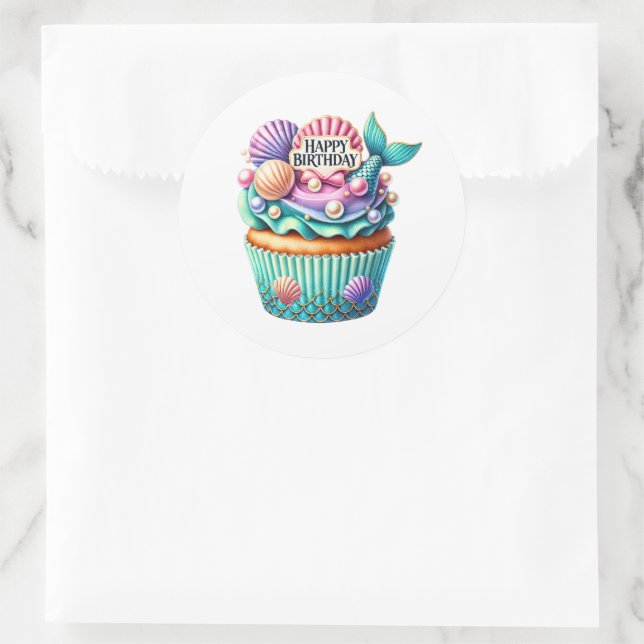 Autocollants d'anniversaire Cupcake (Sac)