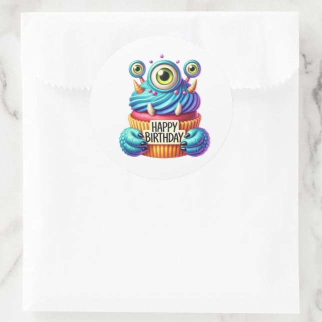 Autocollants d'anniversaire Cupcake (Sac)