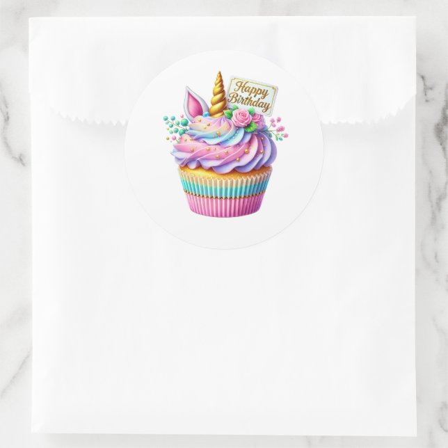 Autocollants d'anniversaire Cupcake (Sac)