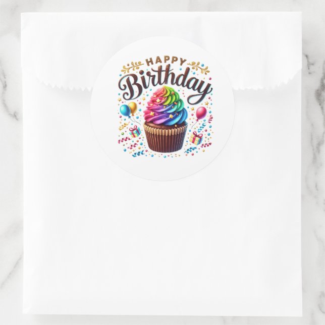 Autocollants d'anniversaire Cupcake (Sac)
