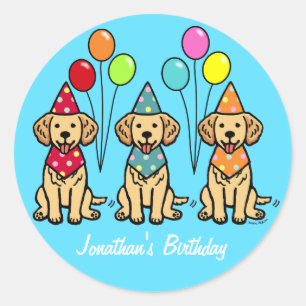 Autocollants d'anniversaire de chiots de golden