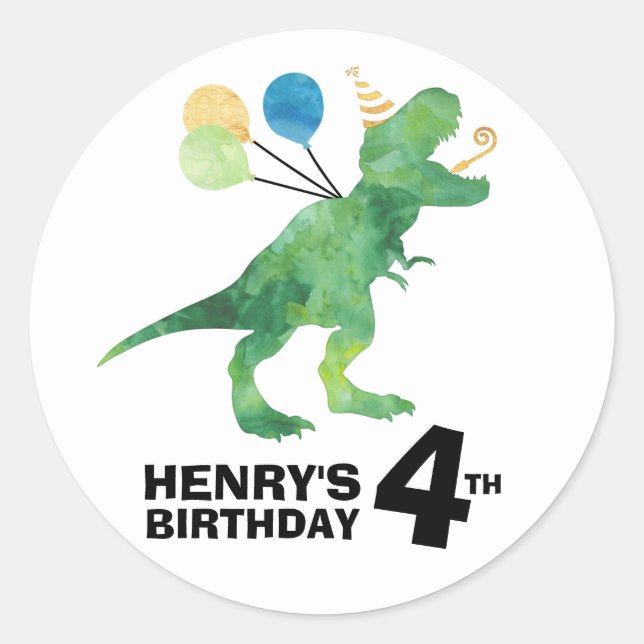 Autocollants d'anniversaire de dinosaure - Tout âg (Devant)