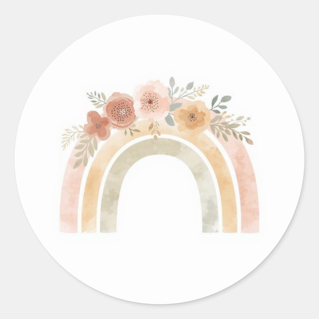 Autocollants d'anniversaire Floral Rainbow Minimal (Devant)