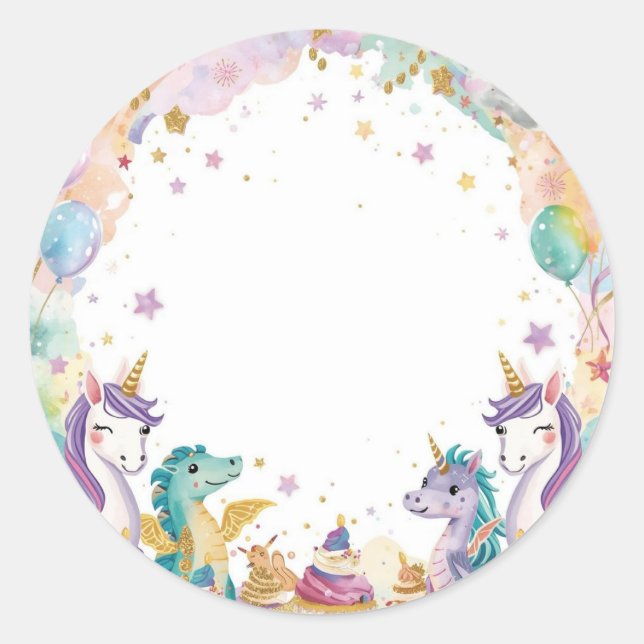 Autocollants d'anniversaire pour enfants Fantasy L (Devant)
