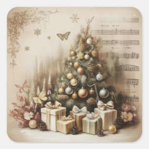 Autocollants d'arbre de Noël vintage