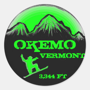 Autocollants d'art de snowboard vert Okemo Vermont