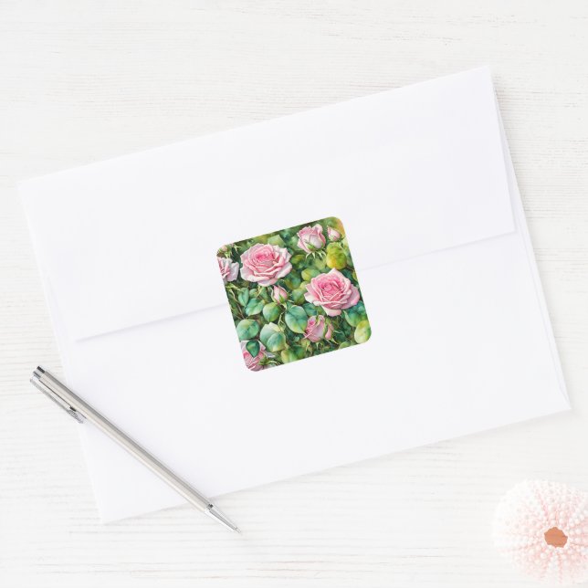 Autocollants d'art floral de roses roses jolies (Enveloppe)