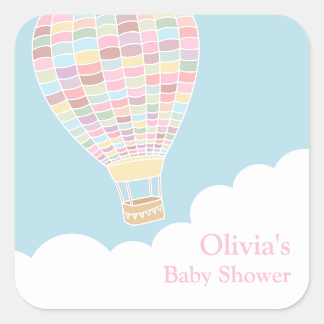 Autocollants de Baby Shower avec Montgolfière Colo (Devant)