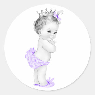 Autocollants de Baby Shower Lavande Vintage Violet
