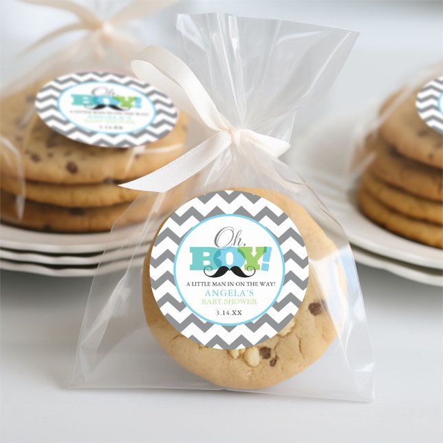Autocollants de Baby Shower Moustache Chevron Oh B (Créateur téléchargé)