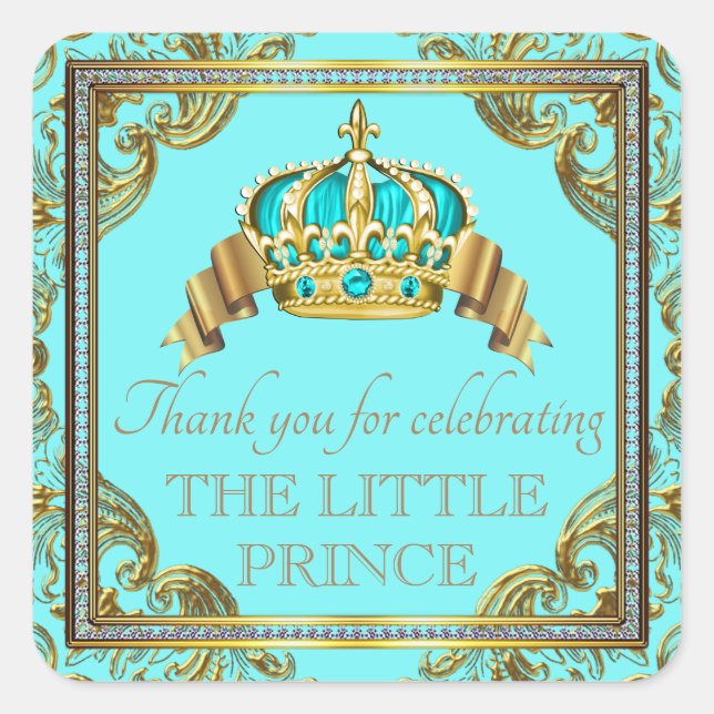 Autocollants de Baby Shower pour Prince Bleu Turqu (Devant)