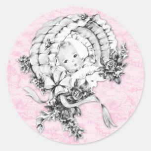 Autocollants de Baby Shower Rose Rétro Toile