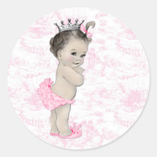 Autocollants de Baby Shower Rose Rétro Toile