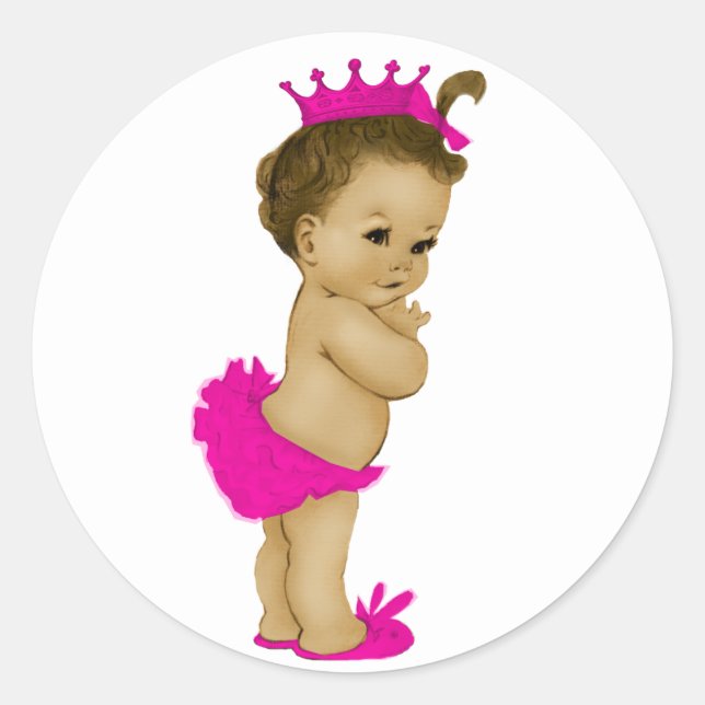Autocollants de Baby Shower Rose Vintage Princesse (Devant)