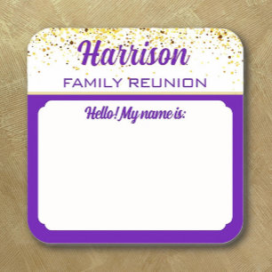 Autocollants de badges de nom de réunion de famill