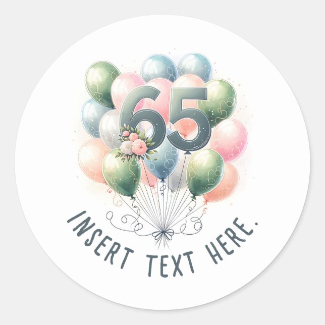 Autocollants de ballons pour 65e anniversaire pers (Devant)