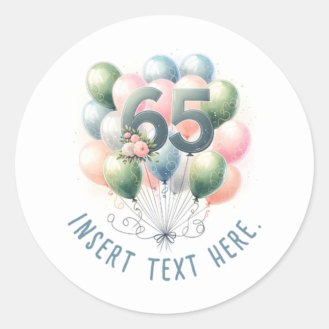 Autocollants de ballons pour 65e anniversaire pers (Devant)