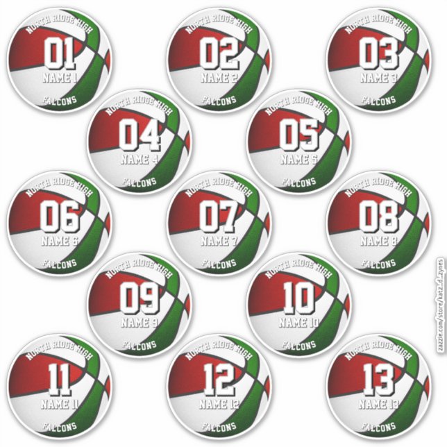 autocollants de basketball d'équipe de couleurs ro (Devant)