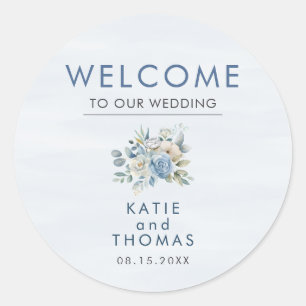 Autocollants de bienvenue de mariage Floral rond