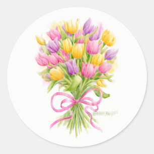 Autocollants de bouquet de tulipes de printemps