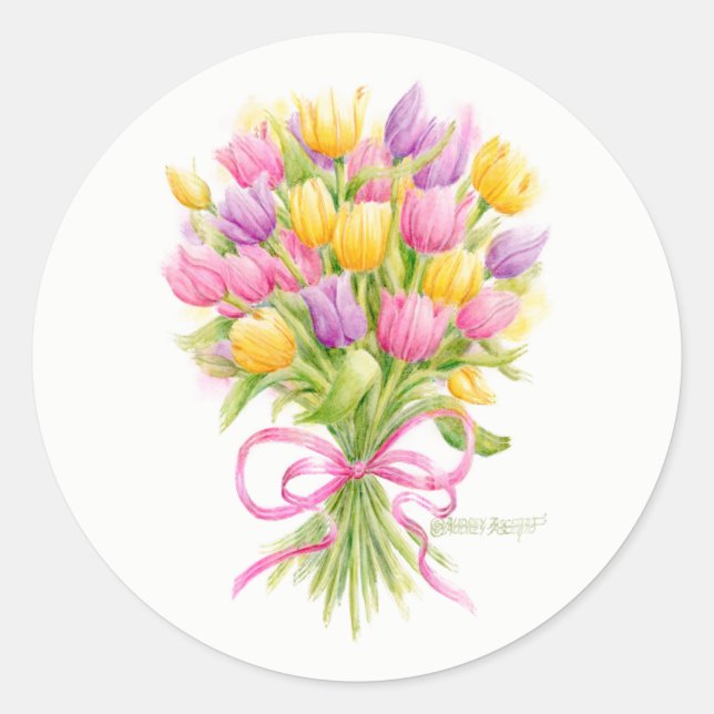 Autocollants de bouquet de tulipes de printemps (Devant)