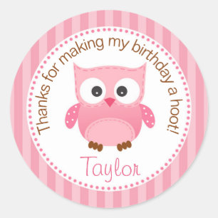 Autocollants de cadeau d'anniversaire de hibou