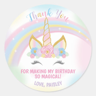 Autocollants de cadeau d'anniversaire de licorne