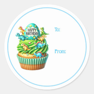 Autocollants de cadeau de cupcake Joyeux Anniversa