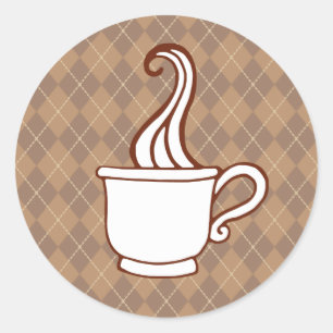 Autocollants de café à carreaux