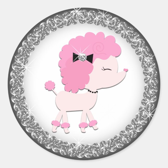 Autocollants de caniche rose adorables (Devant)