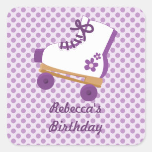 Autocollants de carré d'anniversaire de patin de