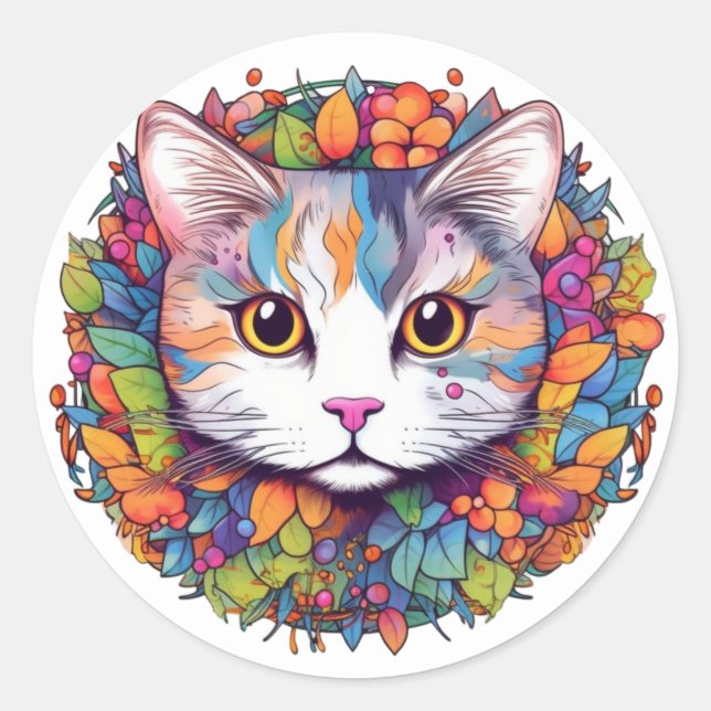 Autocollants de chat blanc (Devant)
