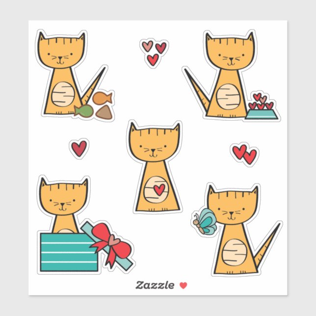 Autocollants de chat mignon | Autocollants d'anima (Feuille)