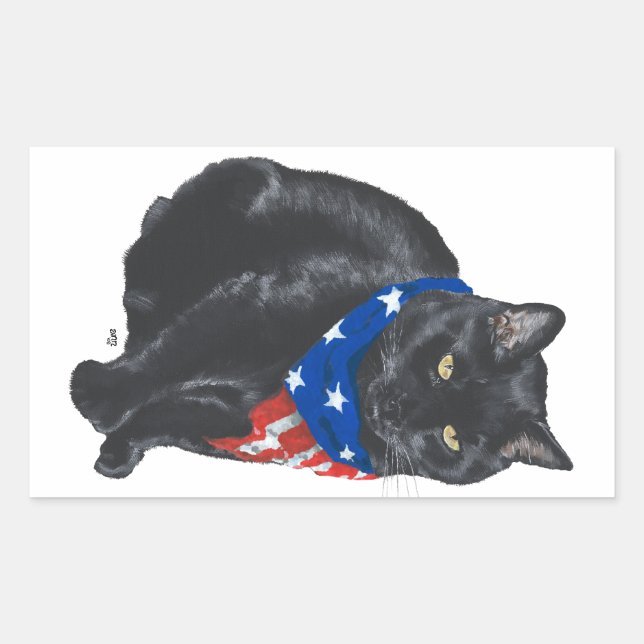 Autocollants de chat noir patriotiques (Devant)