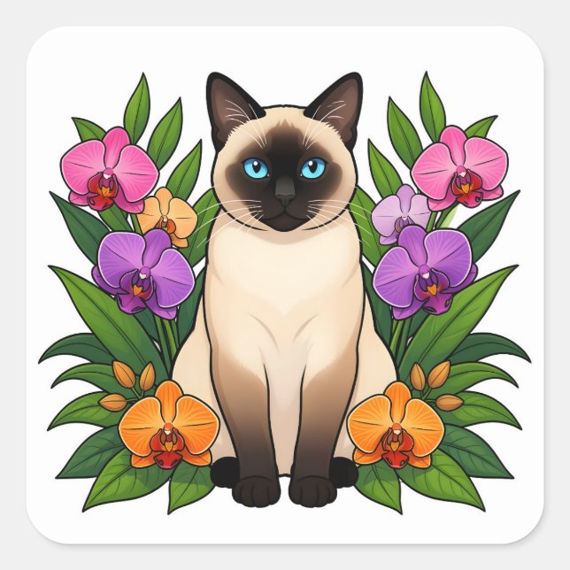autocollants de chat siamois tropical (Devant)
