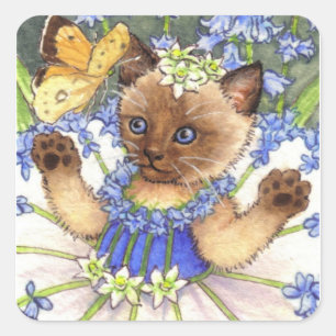 Autocollants de chaton de jacinthe des bois